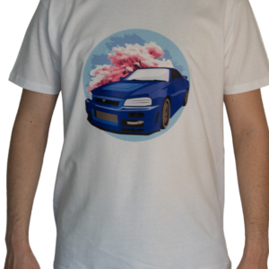 Biały T-shirt Nissan GTR R34