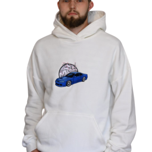 Biała bluza z kapturem z haftem Nissan Silvia S15